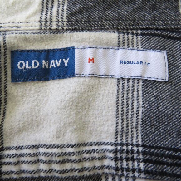 Old Navy Men's Black Buffalo Plaid 100% Cotton Flannel Shirt Medium - Picture 7 of 9